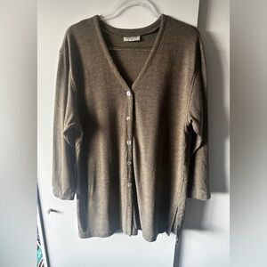 Jones New York Olive Button-Up Cardigan
